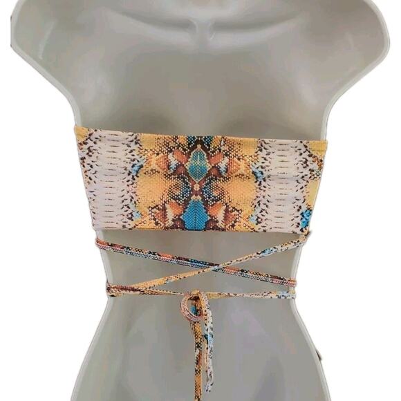 Y2K PrettyLittleThing Snake Skin Print Tube Top – Size 0 Trendy & Sexy - Picture 2 of 4